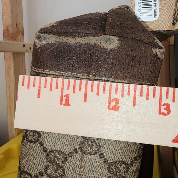 Used Authenticated Gucci‎ monogrammed tote with greenred striped handles Totes